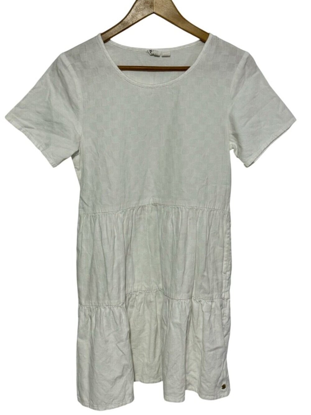 Roxy Dress White Crew Neck  Dress Short Sleeve Size S/P/CH